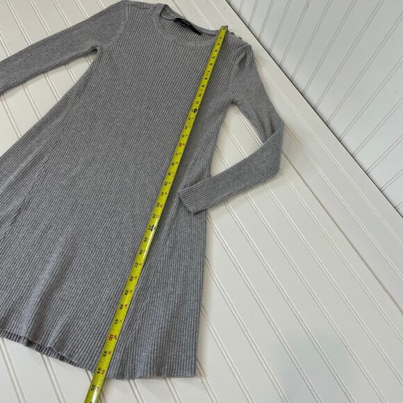 Vero Moda Women’s Gray Ribbed Crew Neck Long Sleeve Mini Sweater Dress Size S - Picture 5 of 5